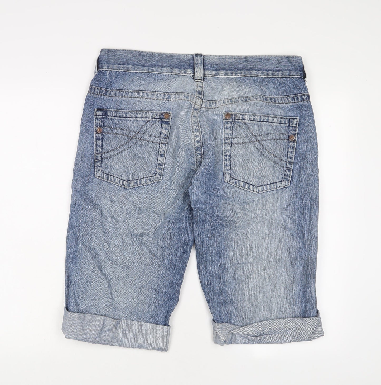 Topshop Mens Blue Cotton Bermuda Shorts Size 36 in L15 in Regular Button - Tall