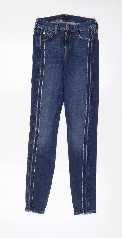 7 For All Mankind Womens Blue Cotton Skinny Jeans Size 23 in L28 in Regular Zip