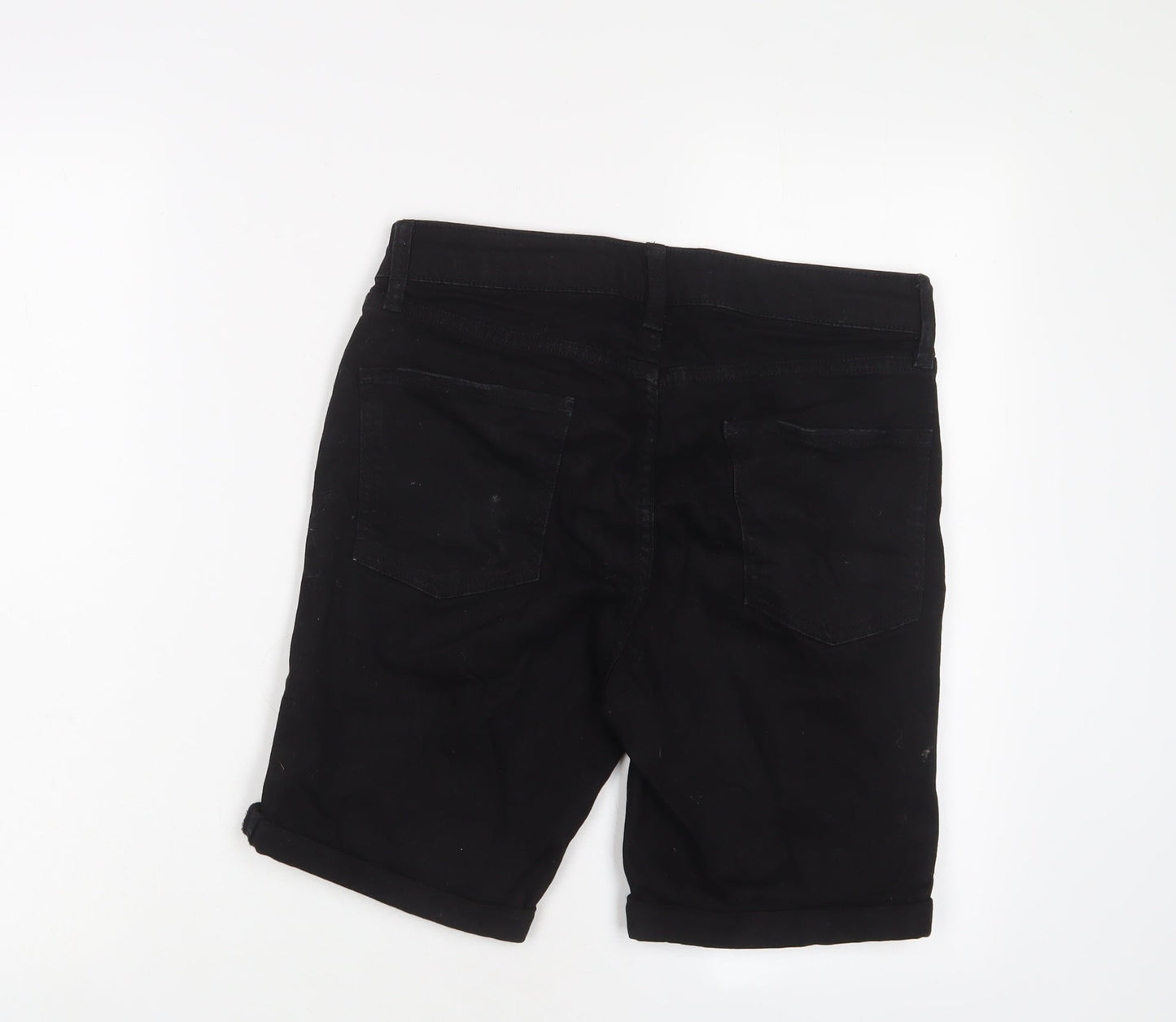 Topman Mens Black Cotton Bermuda Shorts Size 30 in L8 in Regular Button