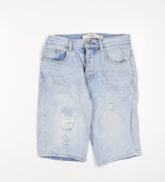 Topman Mens Blue Cotton Bermuda Shorts Size 28 in L11 in Regular Button