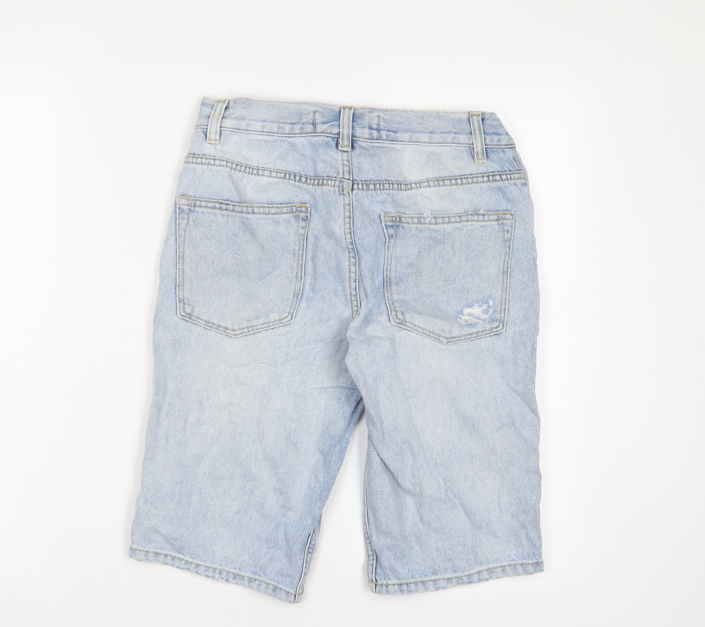 Topman Mens Blue Cotton Bermuda Shorts Size 28 in L11 in Regular Button