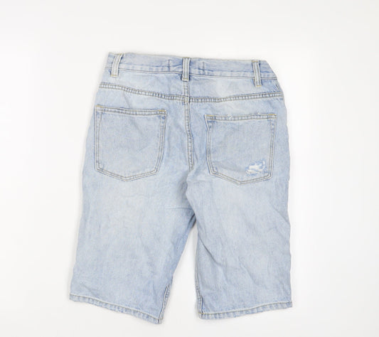 Topman Mens Blue Cotton Bermuda Shorts Size 28 in L11 in Regular Button