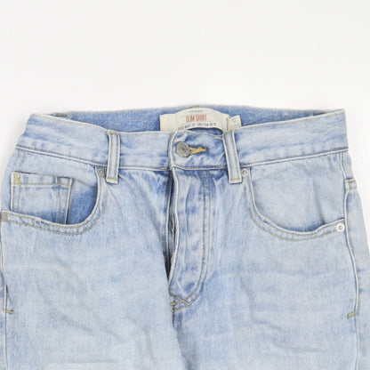 Topman Mens Blue Cotton Bermuda Shorts Size 28 in L11 in Regular Button