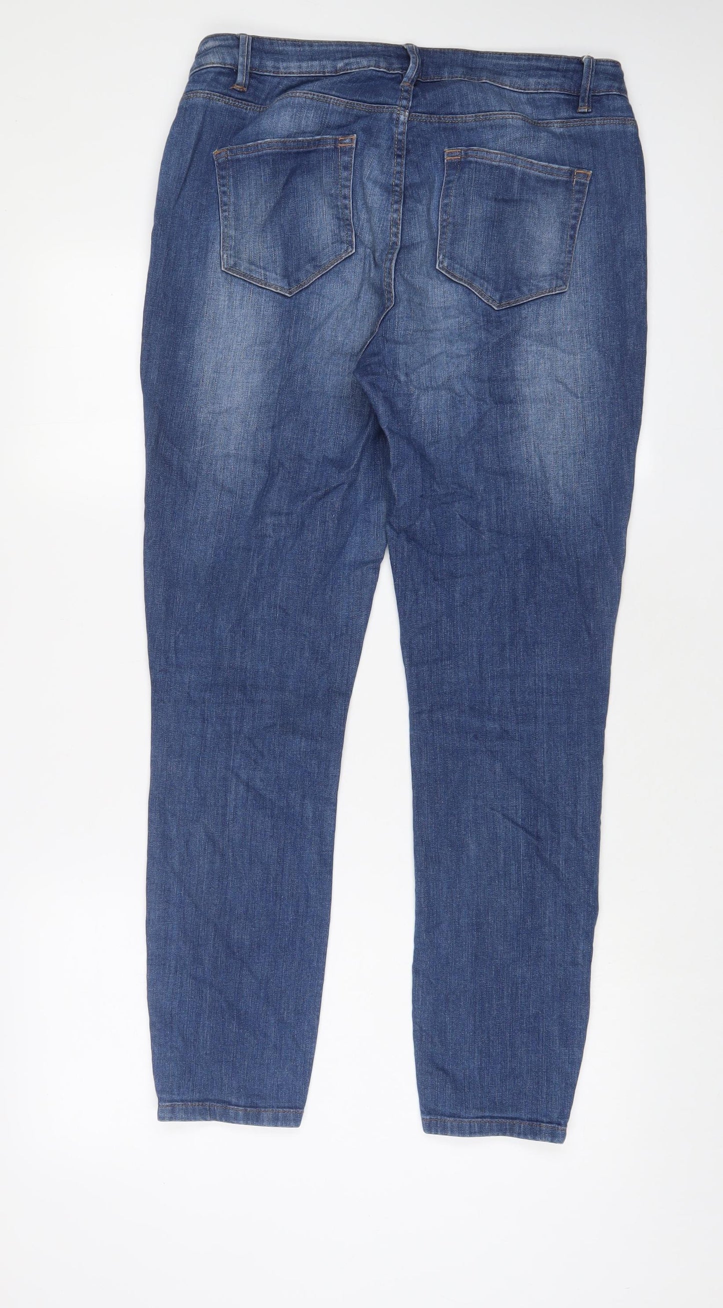 NEXT Womens Blue Cotton Tapered Jeans Size 14 L30 in Regular Zip - Ankle zip