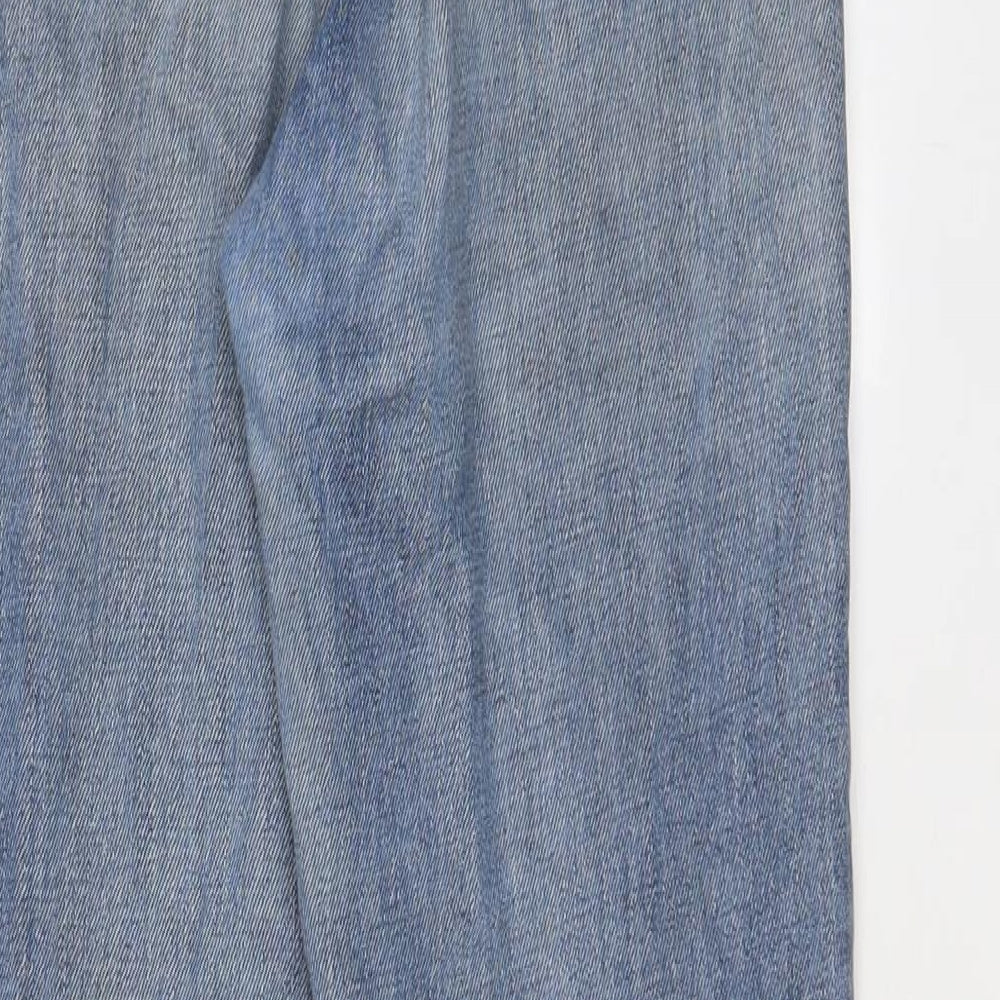 Topshop Womens Blue Geometric Cotton Straight Jeans Size 26 in L32 in Regular Zip - Heart Print