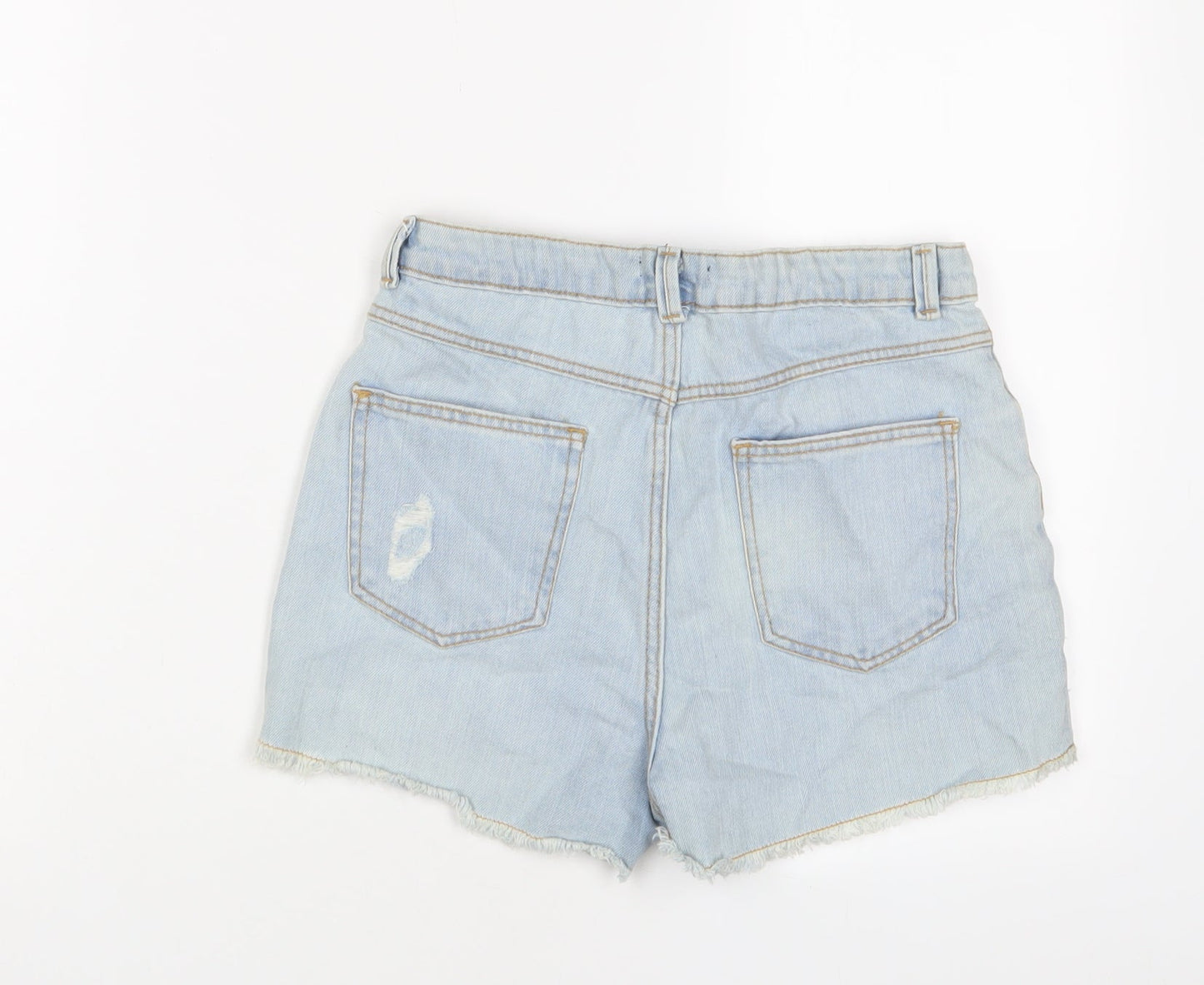 Kiabi Girls Blue Floral Cotton Bermuda Shorts Size 14 Years L3 in Regular Zip - Embroidered