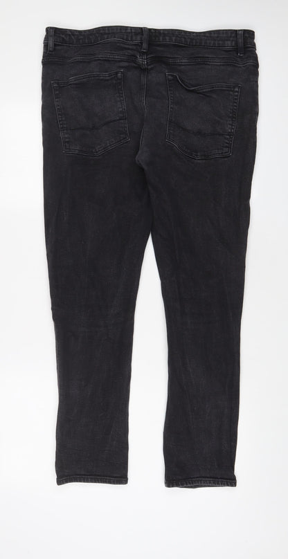 ASOS Mens Grey Cotton Straight Jeans Size 38 in L30 in Slim Button