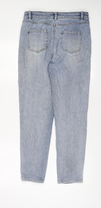 TU Womens Blue Cotton Mom Jeans Size 12 L29 in Regular Button