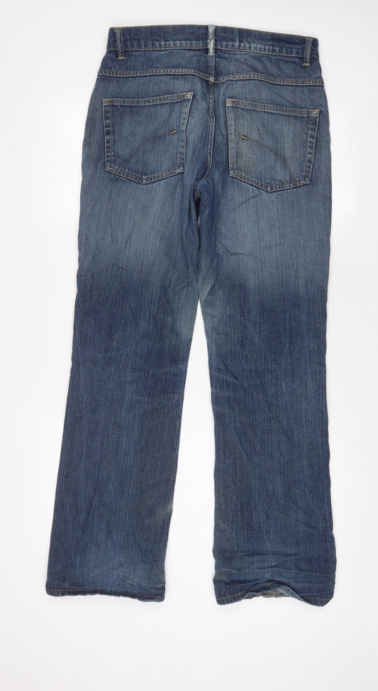 Blue Inc Mens Blue Cotton Straight Jeans Size 32 in L32 in Regular Zip