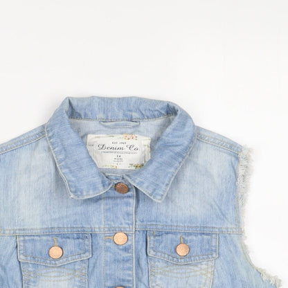 Denim & Co. Womens Blue Gilet Jacket Size 14 Button