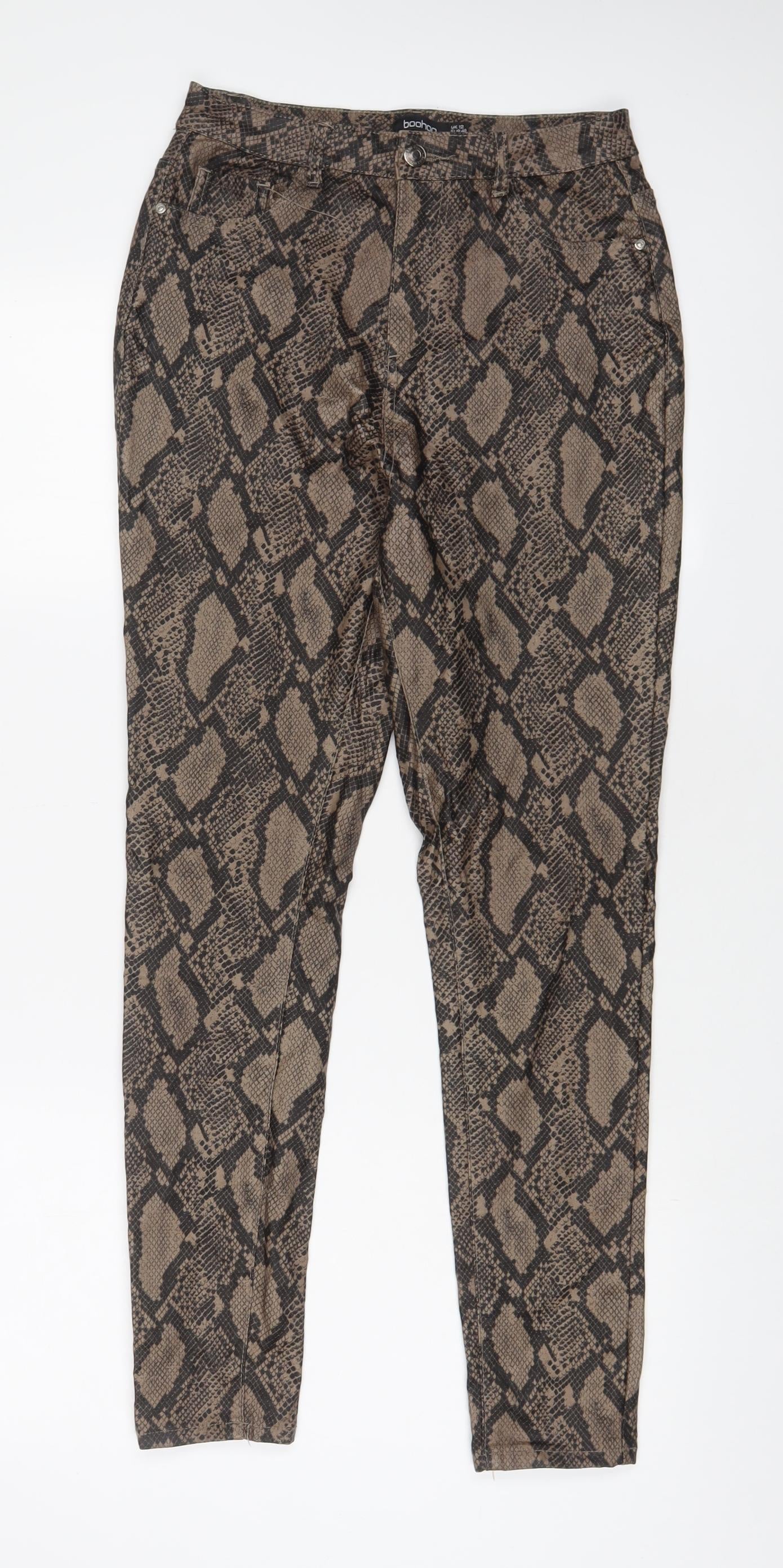 Womens UK Size 12 Boohoo Regular Fit  Brown Trousers