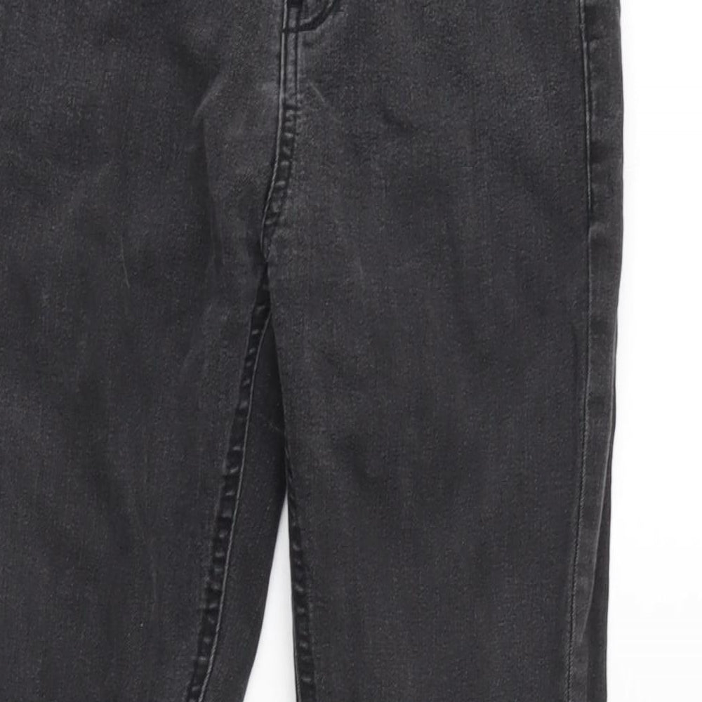 Denim & Co. Womens Grey Cotton Blend Straight Jeans Size 6 L28 in Regular Zip