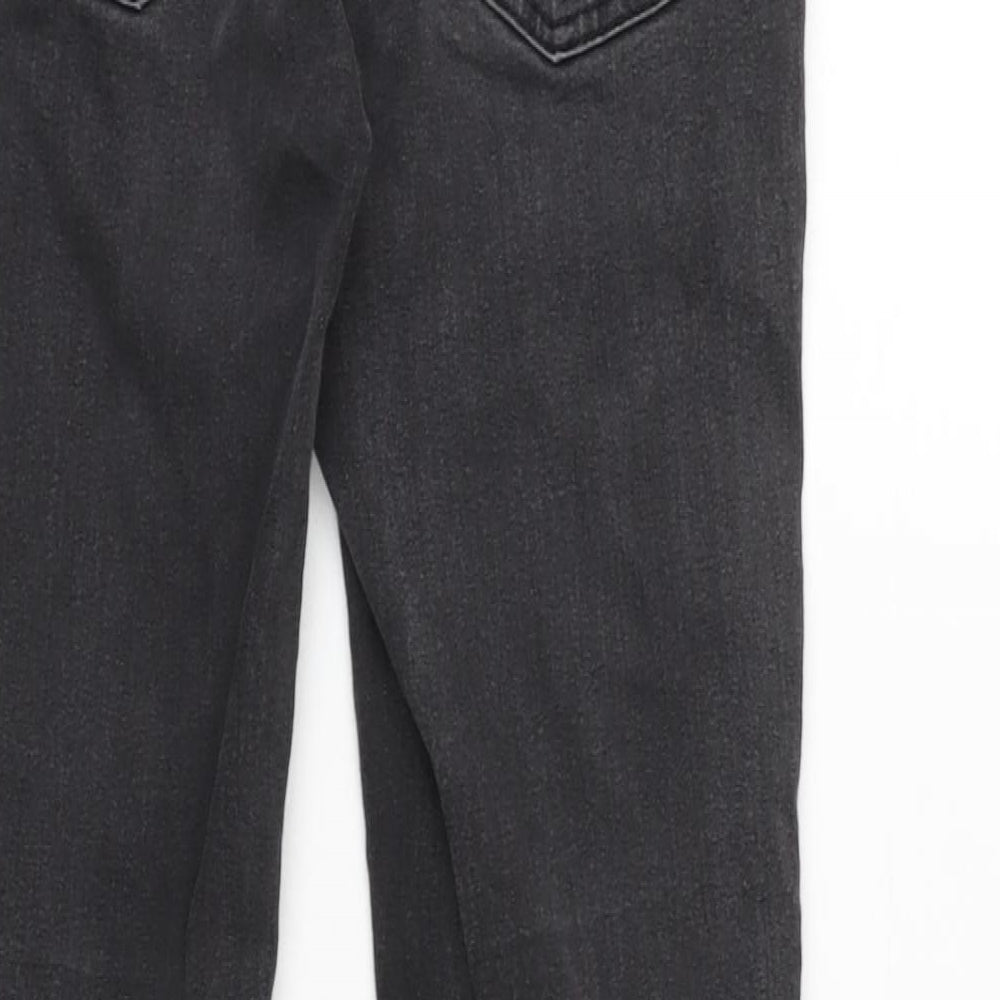 Denim & Co. Womens Grey Cotton Blend Straight Jeans Size 6 L28 in Regular Zip