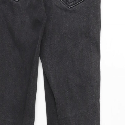 Denim & Co. Womens Grey Cotton Blend Straight Jeans Size 6 L28 in Regular Zip