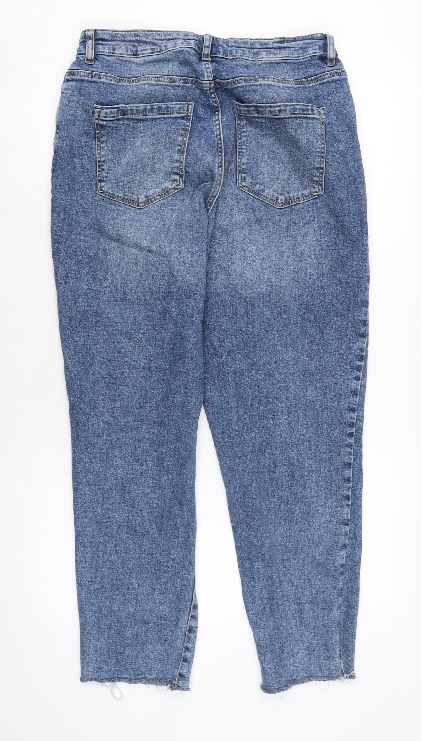 George Womens Blue Cotton Blend Straight Jeans Size 10 L27.5 in Regular Zip - Raw Hem