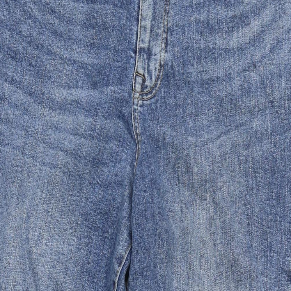 George Womens Blue Cotton Blend Straight Jeans Size 10 L27.5 in Regular Zip - Raw Hem