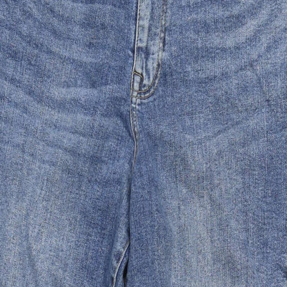 George Womens Blue Cotton Blend Straight Jeans Size 10 L27.5 in Regular Zip - Raw Hem