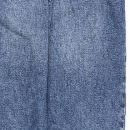 George Womens Blue Cotton Blend Straight Jeans Size 10 L27.5 in Regular Zip - Raw Hem