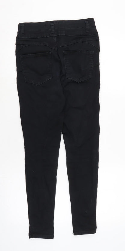 New Look Womens Black Cotton Blend Tapered Jeans Size 10 L28 in Regular Zip