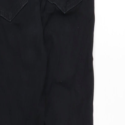 New Look Womens Black Cotton Blend Tapered Jeans Size 10 L28 in Regular Zip