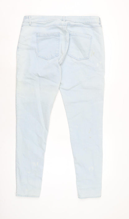 Avenue Womens Blue Cotton Blend Straight Jeans Size 18 L30 in Regular Zip