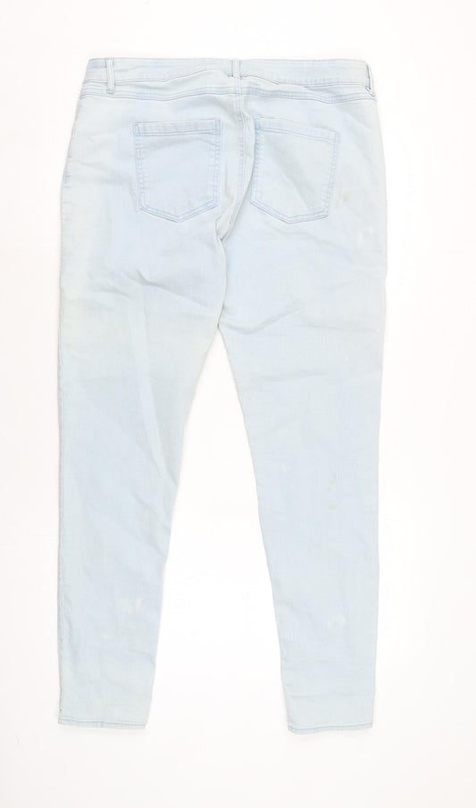 Avenue Womens Blue Cotton Blend Straight Jeans Size 18 L30 in Regular Zip