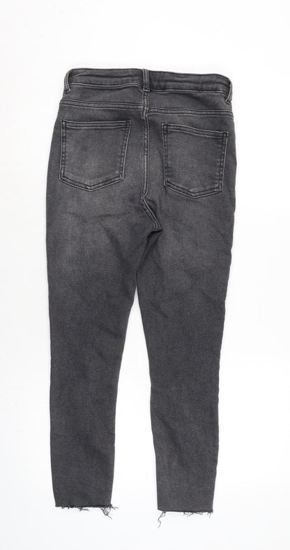 New Look Womens Green Cotton Blend Skinny Jeans Size 10 L24 in Regular Zip - Raw Hem.