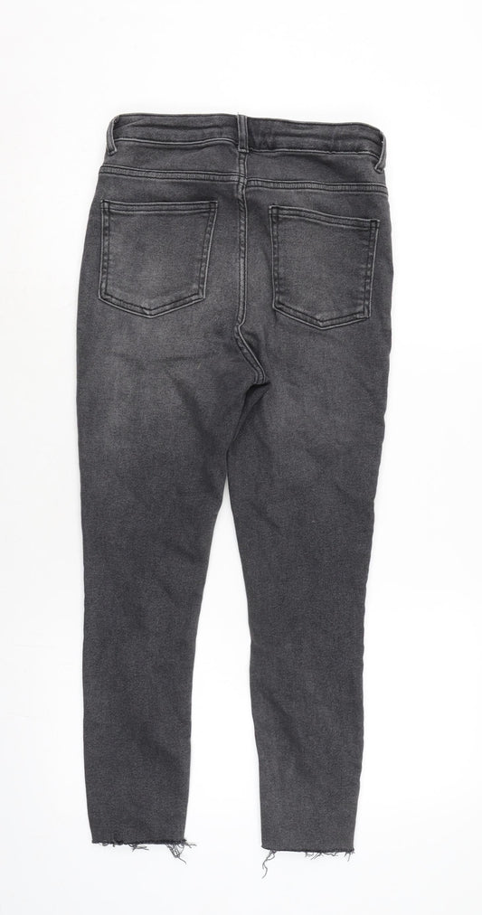 New Look Womens Green Cotton Blend Skinny Jeans Size 10 L24 in Regular Zip - Raw Hem.