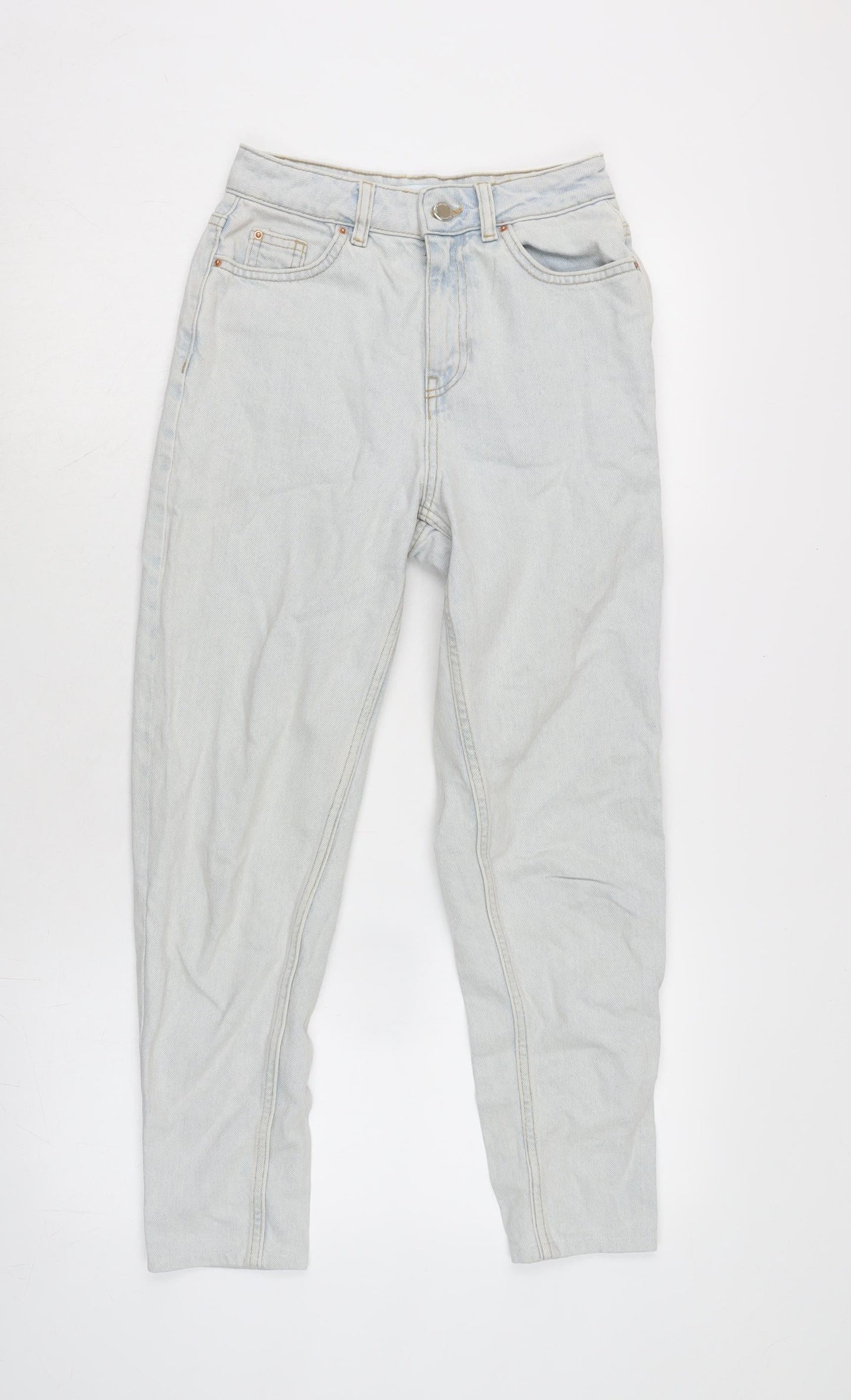 Denim & Co. Womens Blue Cotton Tapered Jeans Size 4 L25 in Regular Zip