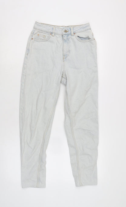 Denim & Co. Womens Blue Cotton Tapered Jeans Size 4 L25 in Regular Zip