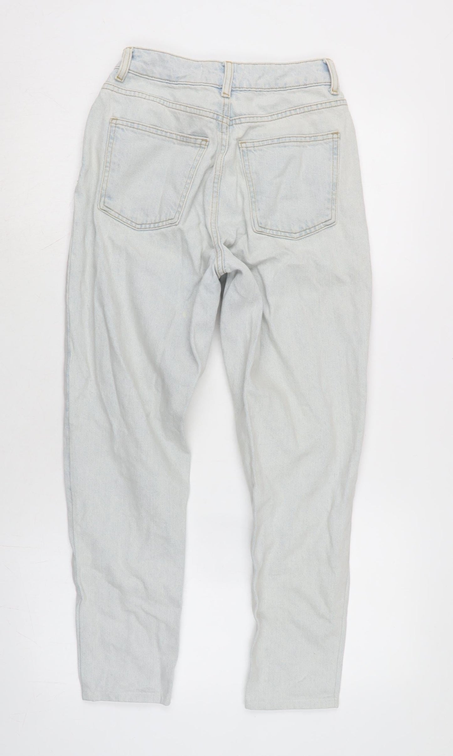 Denim & Co. Womens Blue Cotton Tapered Jeans Size 4 L25 in Regular Zip