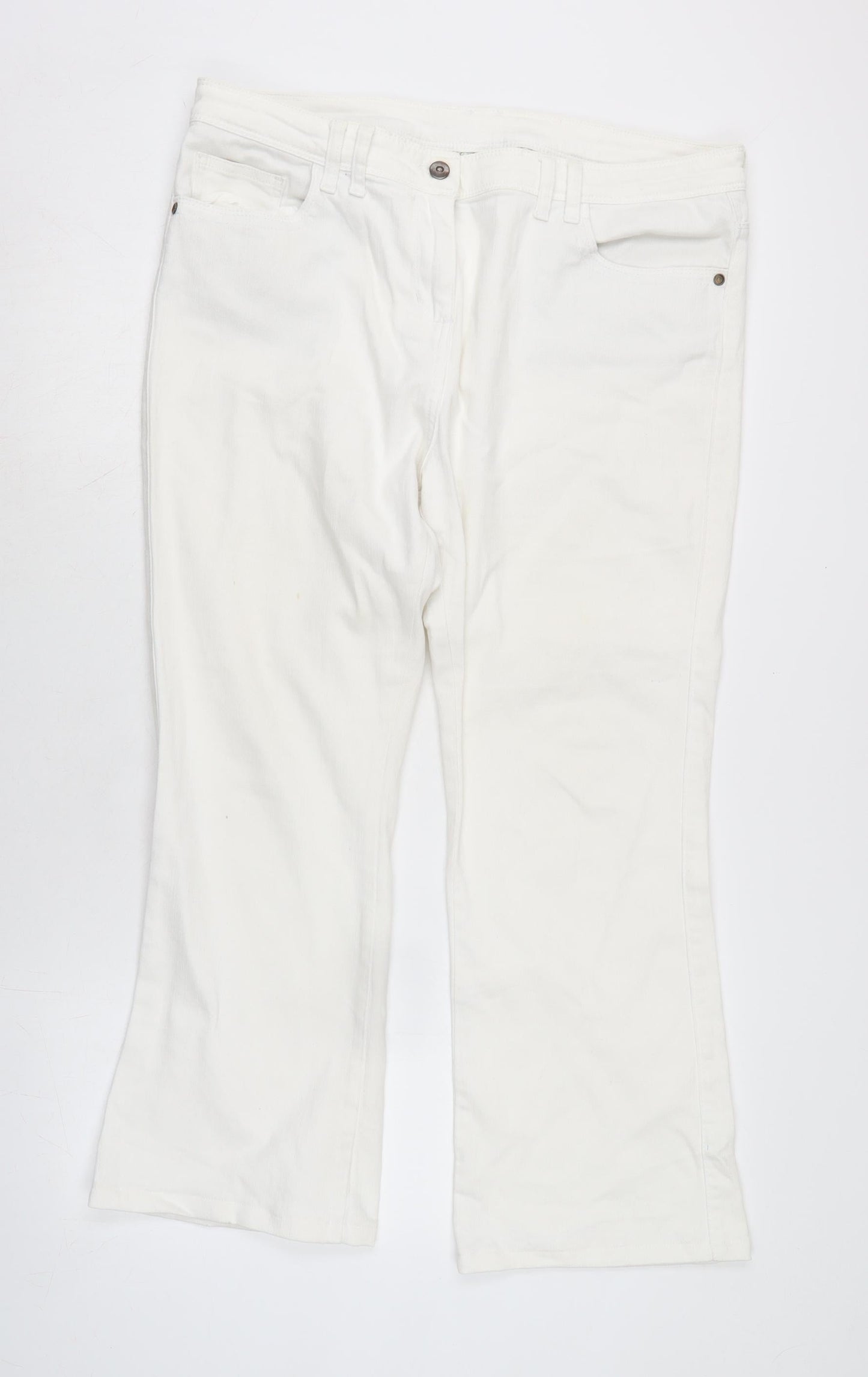 Womens UK Size 18 Marks and Spencer Regular Fit Straight White Jeans