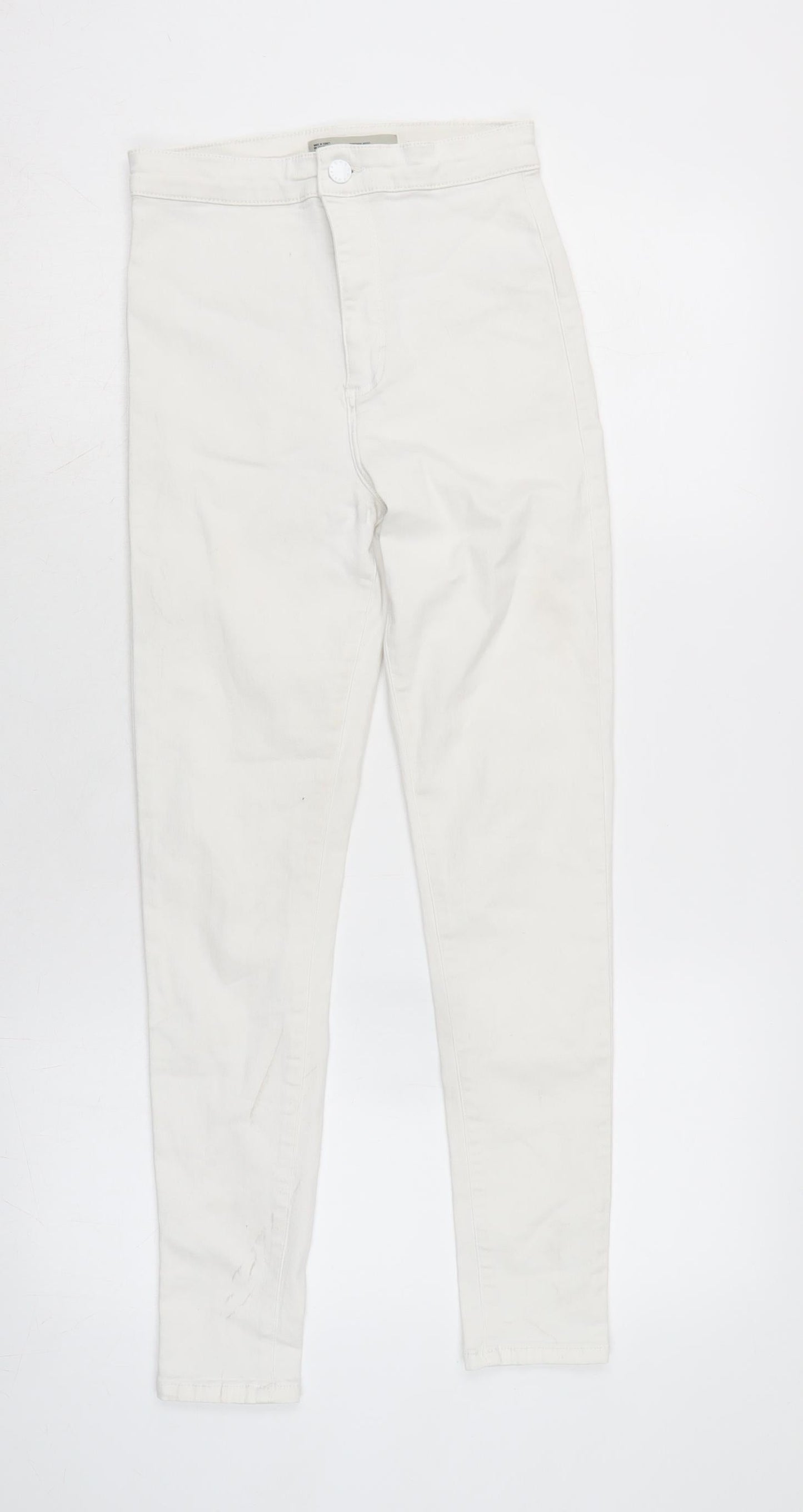 Topshop Womens White Cotton Blend Straight Jeans Size 28 in L26.5 in Regular Zip