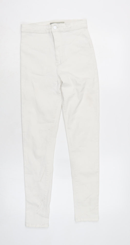 Topshop Womens White Cotton Blend Straight Jeans Size 28 in L26.5 in Regular Zip