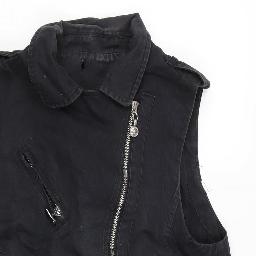 Mens UK Size L Kahuigu Black Biker Coat