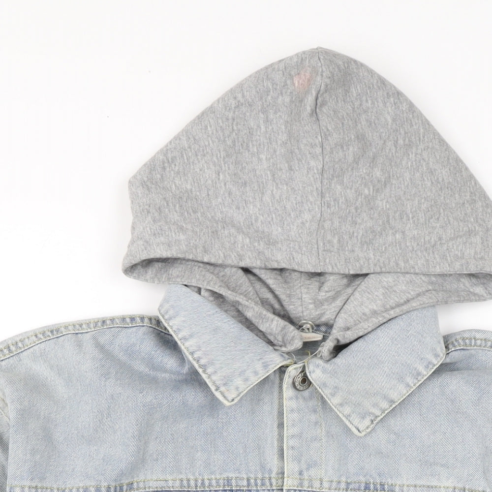 Mens UK Size L Jeans Blue Biker Coat