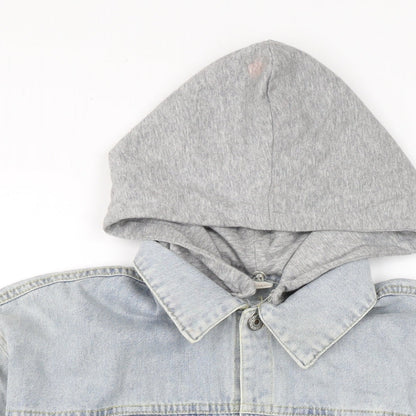 Mens UK Size L Jeans Blue Biker Coat
