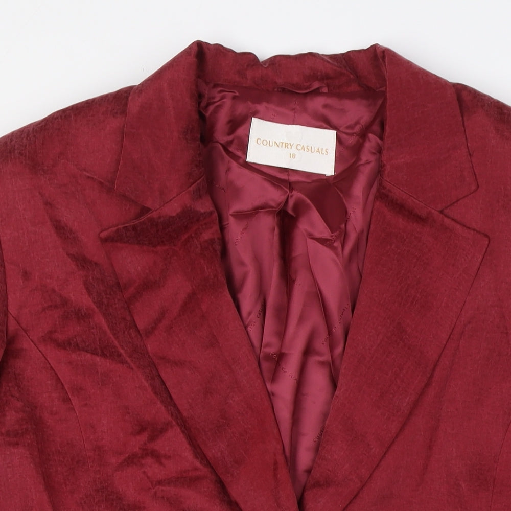 Country Casuals Womens Red Jacket Size 18 Button