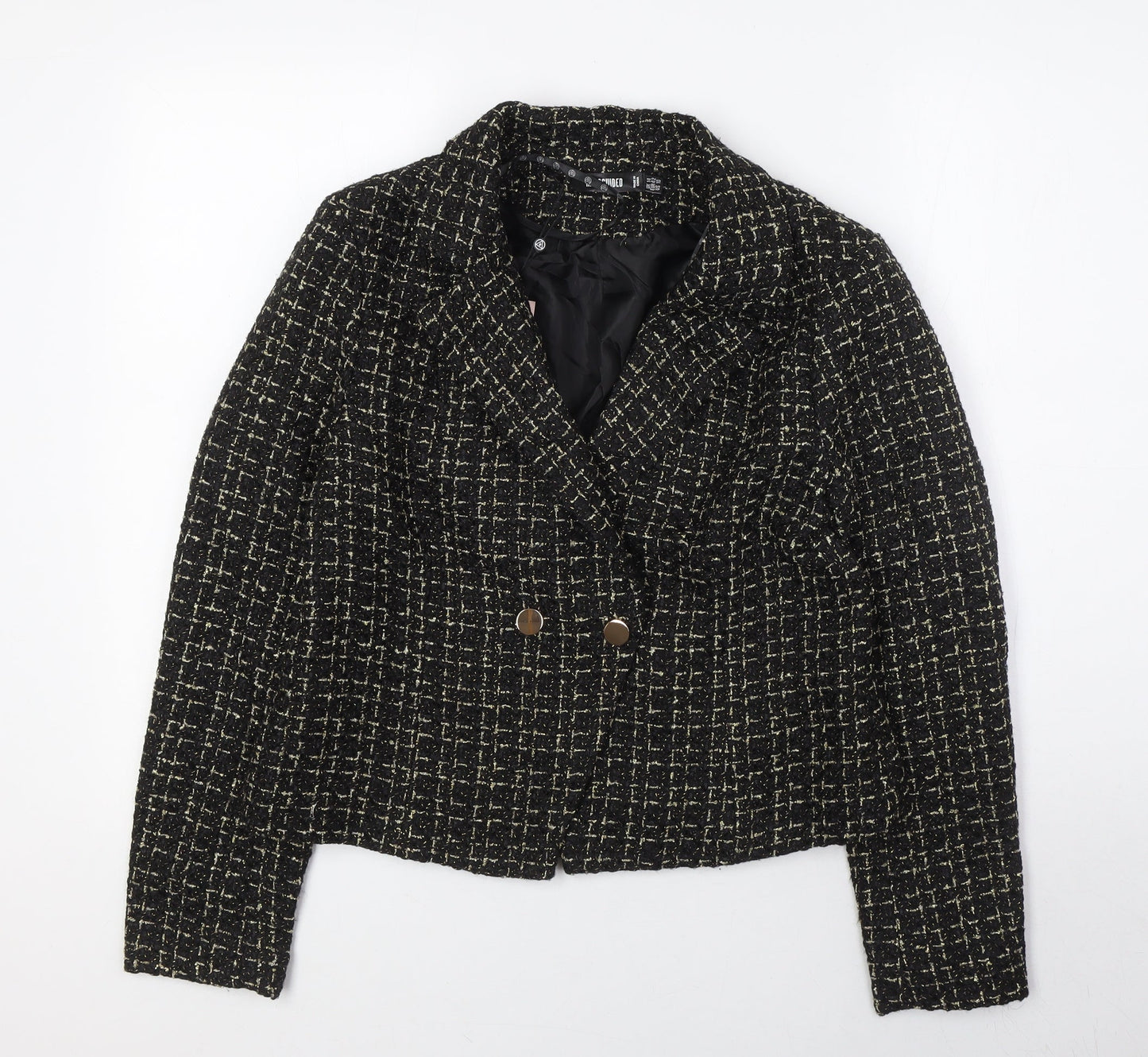 Missguided Womens Black Jacket Size 14 Button - Gold Fleck