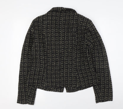 Missguided Womens Black Jacket Size 14 Button - Gold Fleck