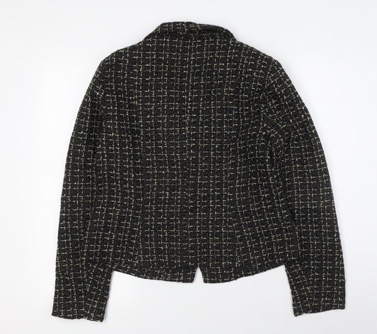 Missguided Womens Black Jacket Size 14 Button - Gold Fleck