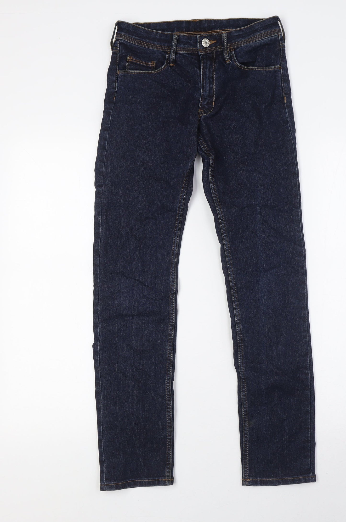 &Denim Girls Blue Cotton Skinny Jeans Size 10-11 Years L29 in Regular Button