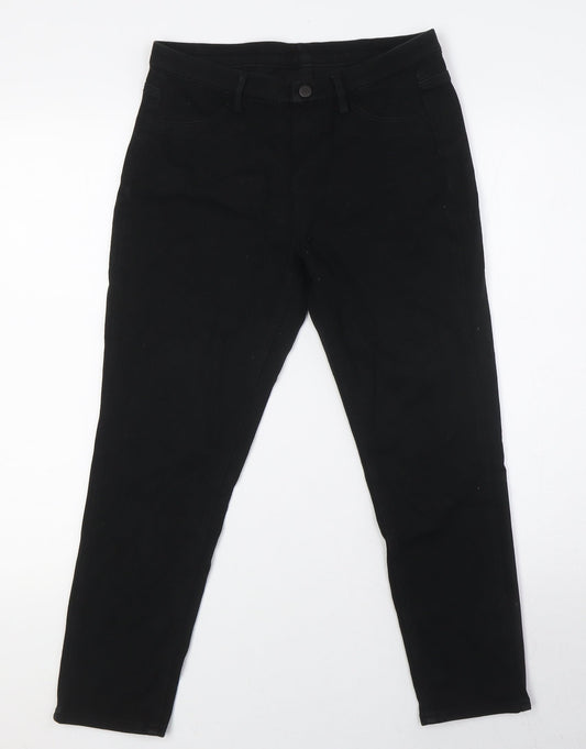 Uniqlo Womens Black Cotton Cropped Jeans Size L L24 in Regular