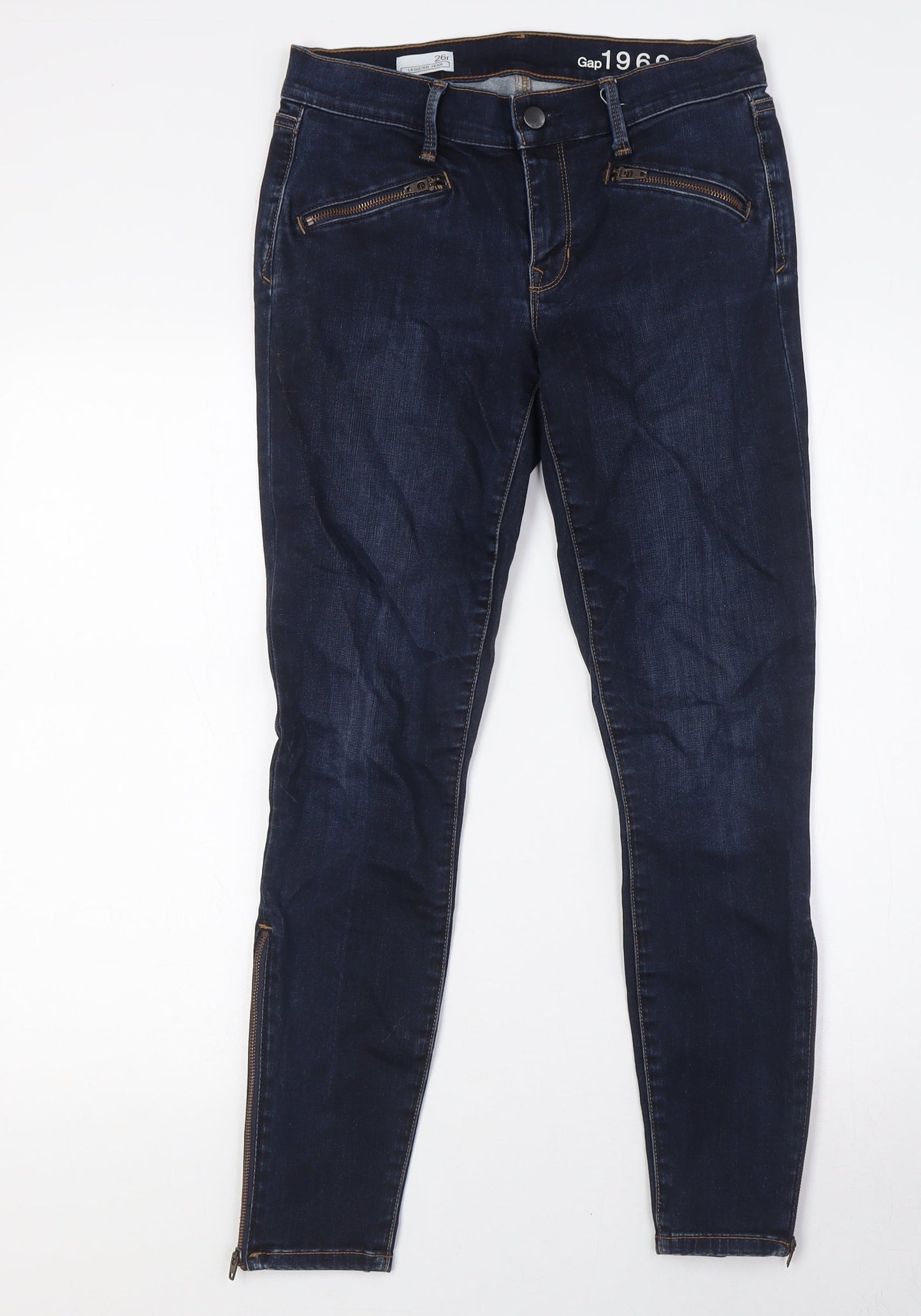 Gap Womens Blue Cotton Skinny Jeans Size 26 in L28 in Regular Button - Zip Detail