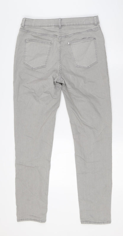 H&M Girls Grey Cotton Skinny Jeans Size 14 Years L29 in Slim Button - Adjustable Waist