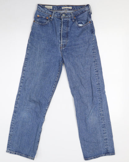 Levi's Womens Blue Cotton Straight Jeans Size 26 in L27 in Regular Button