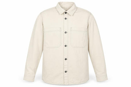 Primark Mens Ivory Cotton Button-Up Size L Collared Button
