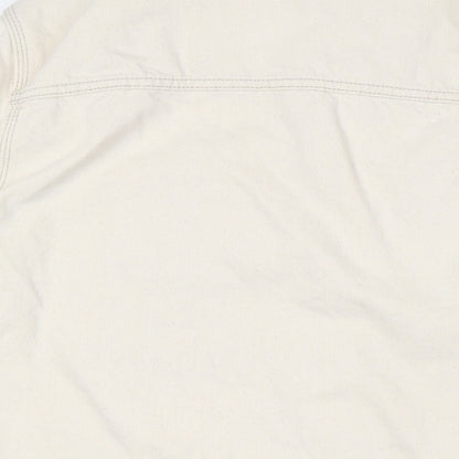 Primark Mens Ivory Cotton Button-Up Size L Collared Button