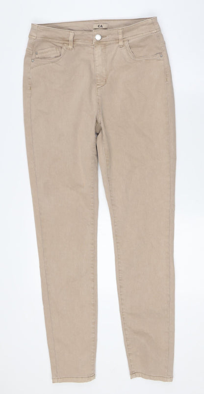 C&A Womens Beige Cotton Straight Jeans Size 10 L30 in Regular Button