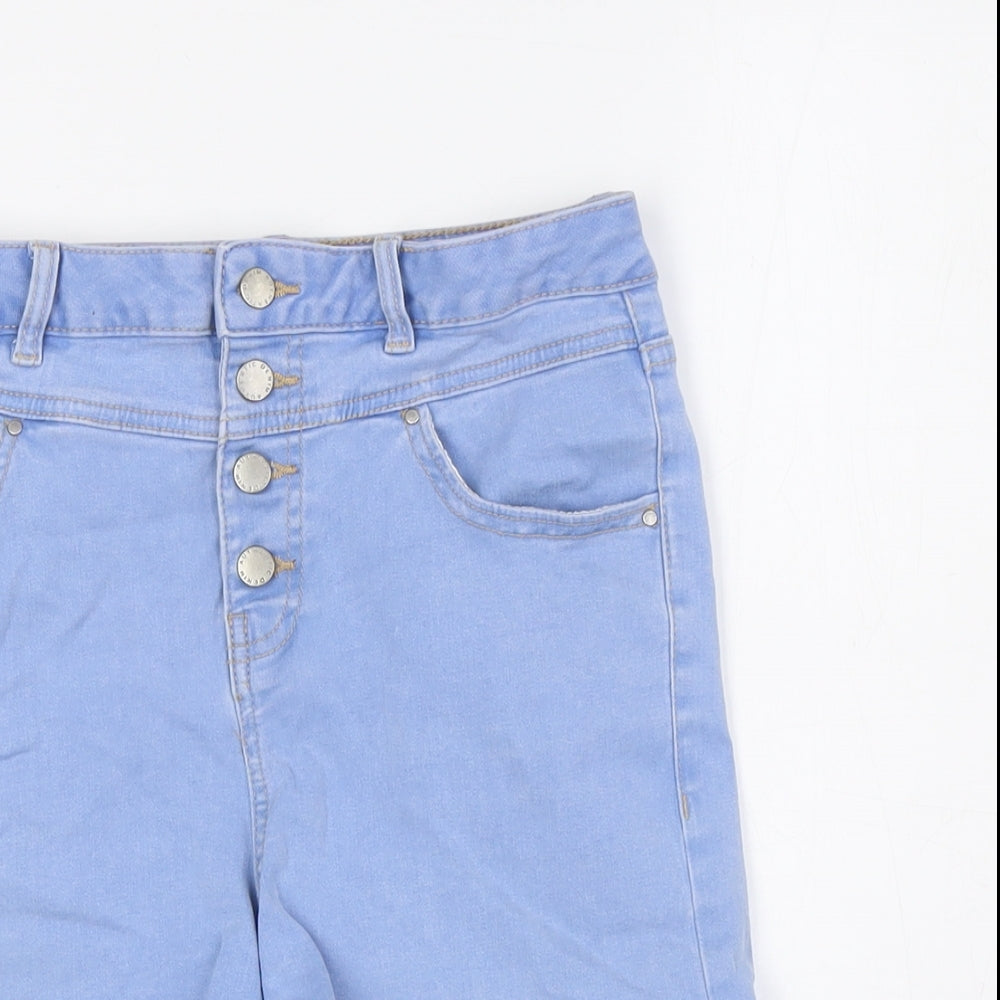 915 Generation Girls Blue Cotton Bermuda Shorts Size 14 Years L3 in Regular Zip - Turn Ups